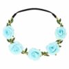 Haarband met Roos Bloemen - Lichtblauw