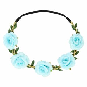 Haarband met Roos Bloemen - Lichtblauw