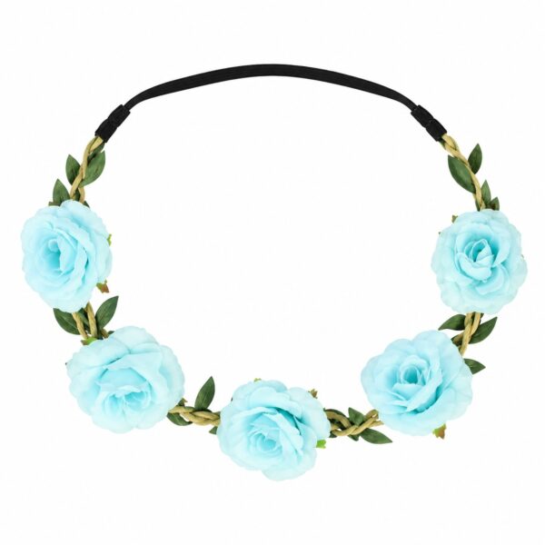 Haarband met Roos Bloemen - Lichtblauw
