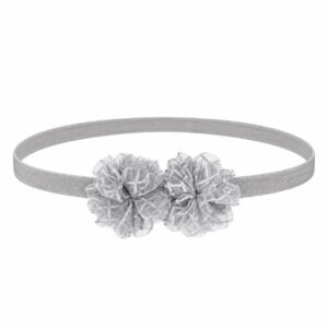haarband-tule-bloem-grijs-van-Haarsoires Haarband met Tule Bloemen - Grijs