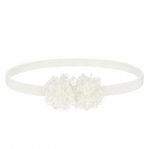 haarband-tule-bloem-wit-van-Haarsoires Haarband met Tule Bloemen - Wit
