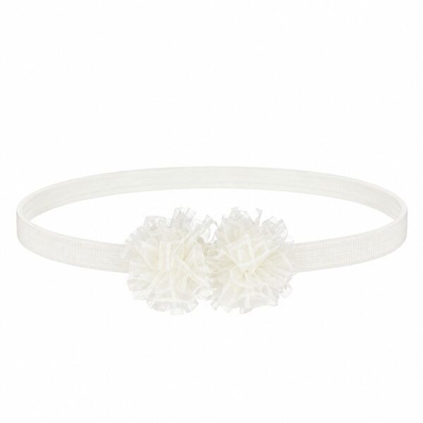 haarband-tule-bloem-wit-van-Haarsoires Haarband met Tule Bloemen - Wit