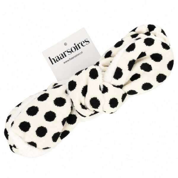 make-up-haarband-stippenprint-wit-op-displaykaart-van-Haarsoires Make-Up Haarband – Stippenprint – Teddy met Strik – Wit