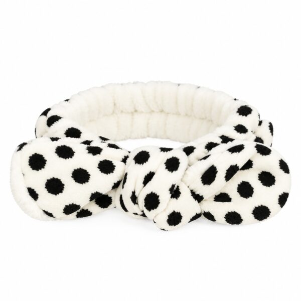 make-up-haarband-stippenprint-wit-van-Haarsoires Make-Up Haarband – Stippenprint – Teddy met Strik – Wit