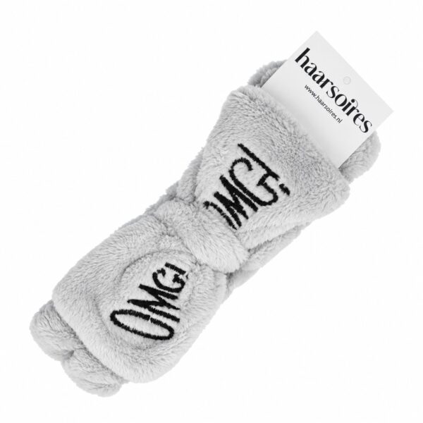 make-up-haarband-teddy-grijs-op-displaykaart-van-Haarsoires Make-Up Haarband – Teddy met Strik – Grijs