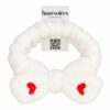 make-up-haarband-teddy-wit-op-displaykaart-van-Haarsoires Make-Up Haarband – Hartjesprint – Teddy met Strik – Wit