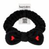 make-up-haarband-teddy-zwart-op-displaykaart-van-Haarsoires Make-Up Haarband – Hartjesprint – Teddy met Strik – Zwart