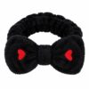 make-up-haarband-teddy-zwart-van-Haarsoires Make-Up Haarband – Hartjesprint – Teddy met Strik – Zwart