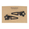 25506_15 Haarspeld Klikklak 5cm - Bloem - Glitter Steentjes - Zwart - 2 Stuks