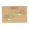 Haarspeld Klikklak 5cm - Bloem - Glitter Steentjes - Goud - 2 Stuks