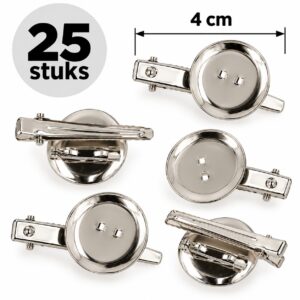 DIY Haarklemmetjes 4cm - Plakschijf en Broche - Metaal - Zilver - 25 Stuks
