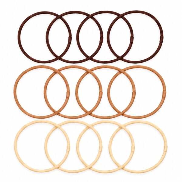 Haarelastieken-dun-donkerbruin-bruin-beige-van-Haarsoires Haarelastieken Dun - Zonder Metaal - Bruin Beige - 12 Stuks