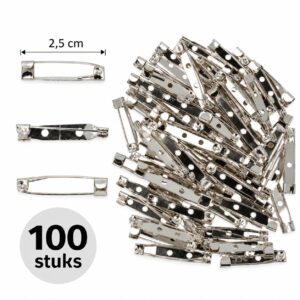 brochespeldjes-2,5cm-100-stuks-van-Haarsoires DIY Broche 2,5cm – Brochespeldjes – Metaal – Zilver – 100 Stuks