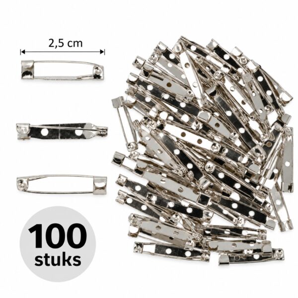 DIY Broche 2,5cm – Brochespeldjes – Metaal – Zilver – 100 Stuks