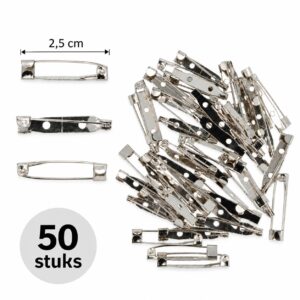 brochespeldjes-2,5cm-50-stuks-van-Haarsoires DIY Broche 2,5cm – Brochespeldjes – Metaal – Zilver – 50 Stuks
