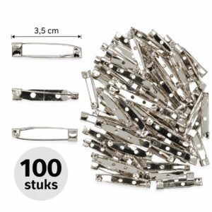brochespeldjes-3,5cm-100-stuks-van-Haarsoires DIY Broche 3,5cm – Brochespeldjes – Metaal – Zilver – 100 Stuks