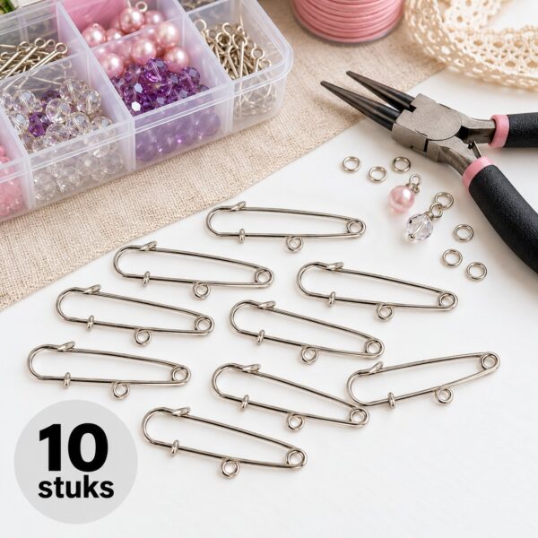 DIY Brochespelden met Oogje 5cm – Metaal – Zilver – 10 Stuks