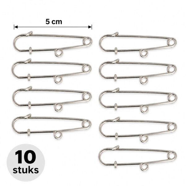 DIY Brochespelden met Oogje 5cm – Metaal – Zilver – 10 Stuks