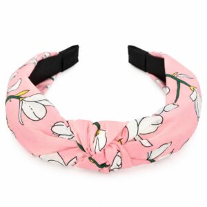 Haarband Diadeem – Knoop – Bloemenprint Stof – Roze