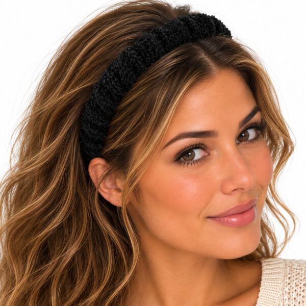 Haarband Diadeem – Gerimpelde Teddystof – Zwart