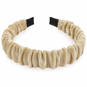 diadeem-gerimpeld-velvet-stof-beige-van-Haarsoires Haarband Diadeem - Gerimpelde Velvet Stof – Beige