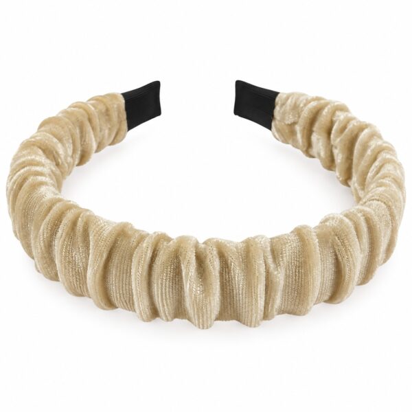 Haarband Diadeem - Gerimpelde Velvet Stof – Beige