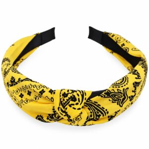 diadeem-knoop-paisleyprint-geel-van-Haarsoires Haarband Diadeem – Knoop – Paisleyprint – Geel