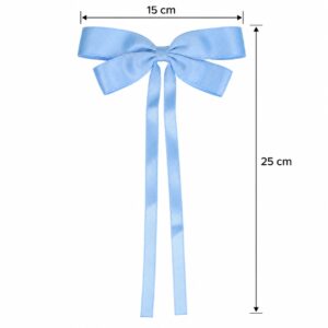 duckklem-strik-linten-blauw-van-Haarsoires Haarspeld Duckklem 15cm – Strik met 25cm Linten – Lichtblauw