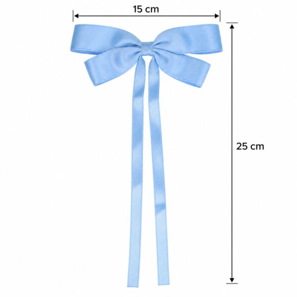 duckklem-strik-linten-blauw-van-Haarsoires Haarspeld Duckklem 15cm – Strik met 25cm Linten – Lichtblauw