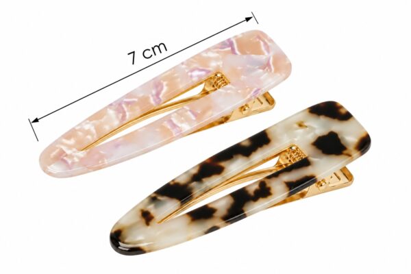 duckklemmen-7cm-marmerprint-beige-roze-van-Haarsoires Haarspeld Duckklemmen 7cm – Marmerprint – Bruin Beige Roze – 2 Stuks