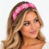 haarband-diadeem-bloemen-facetstenen-fuchsia-roze-op-model-van-Haarsoires Haarband Diadeem - Bloemen - Facetstenen - Fuchsia Roze