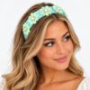 Haarband Diadeem - Bloemen - Facetstenen - Lichtgroen