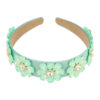Haarband Diadeem - Bloemen - Facetstenen - Lichtgroen