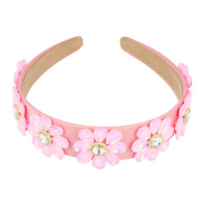 Haarband Diadeem - Bloemen - Facetstenen - Lichtroze