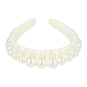 haarband-diadeem-parelkralen-velvet-wit Haarband Diadeem - Parelkralen - Velvet - Wit