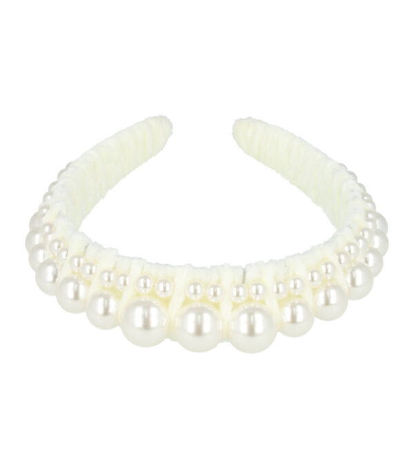 haarband-diadeem-parelkralen-velvet-wit Haarband Diadeem - Parelkralen - Velvet - Wit