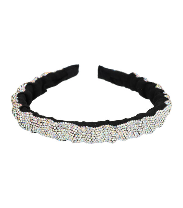 Haarband Diadeem - Wave - Glitter Steentjes - Zwart Zilver