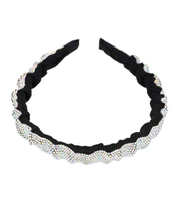Haarband Diadeem - Wave - Glitter Steentjes - Zwart Zilver