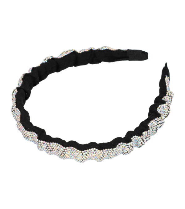 Haarband Diadeem - Wave - Glitter Steentjes - Zwart Zilver