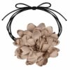 Haarband met Gekrulde Bloem - Veter Striklint - Taupe Grijs