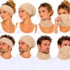 haarband-multifunctioneel-beige-op-model-van-Haarsoires Haarband Multifunctioneel 45x25cm - Effen - Beige