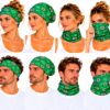 haarband-multifunctioneel-bloemenprint-groen-op-model-van-Haarsoires Haarband Multifunctioneel 45x25cm - Bloemenprint - Groen Wit