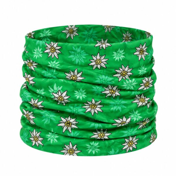 haarband-multifunctioneel-bloemenprint-groen-van-Haarsoires Haarband Multifunctioneel 45x25cm - Bloemenprint - Groen Wit