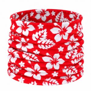 Haarband Multifunctioneel 45x25cm - Bloemenprint - Wit Rood