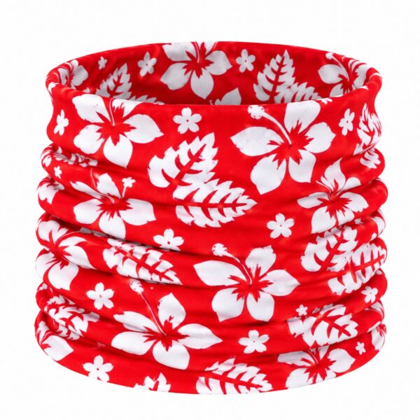 haarband-multifunctioneel-bloemenprint-rood-van-Haarsoires Haarband Multifunctioneel 45x25cm - Bloemenprint - Wit Rood