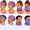 Haarband Multifunctioneel 45x25cm - Bloemenprint - Roze Blauw