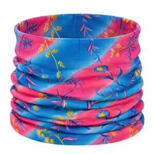 Haarband Multifunctioneel 45x25cm - Bloemenprint - Roze Blauw