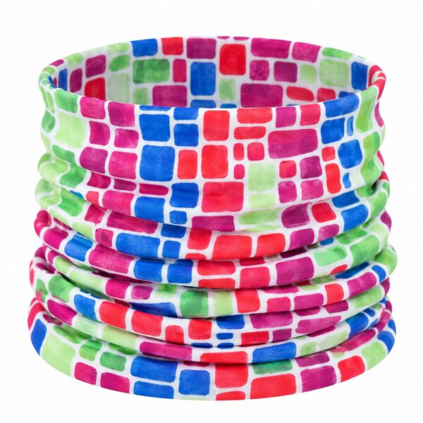 Haarband Multifunctioneel 45x25cm - Blokkenprint - Multicolor