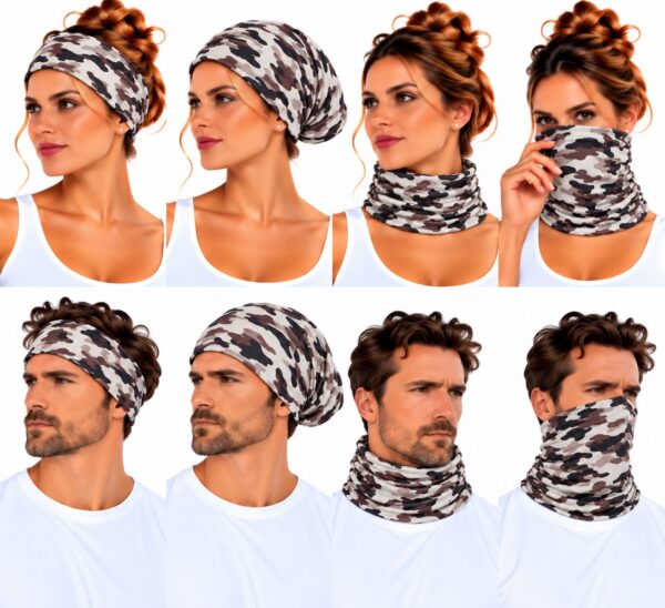Haarband Multifunctioneel 45x25cm - Camouflage - Beige Bruin