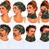 haarband-multifunctioneel-camouflageprint-groen-op-model-van-Haarsoires Haarband Multifunctioneel 45x25cm - Camouflageprint - Groen
